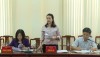 đc Đào Thị Lanh - TUV, Chủ tịch HND tỉnh báo cáo công tác tổ chức Hội chợ
